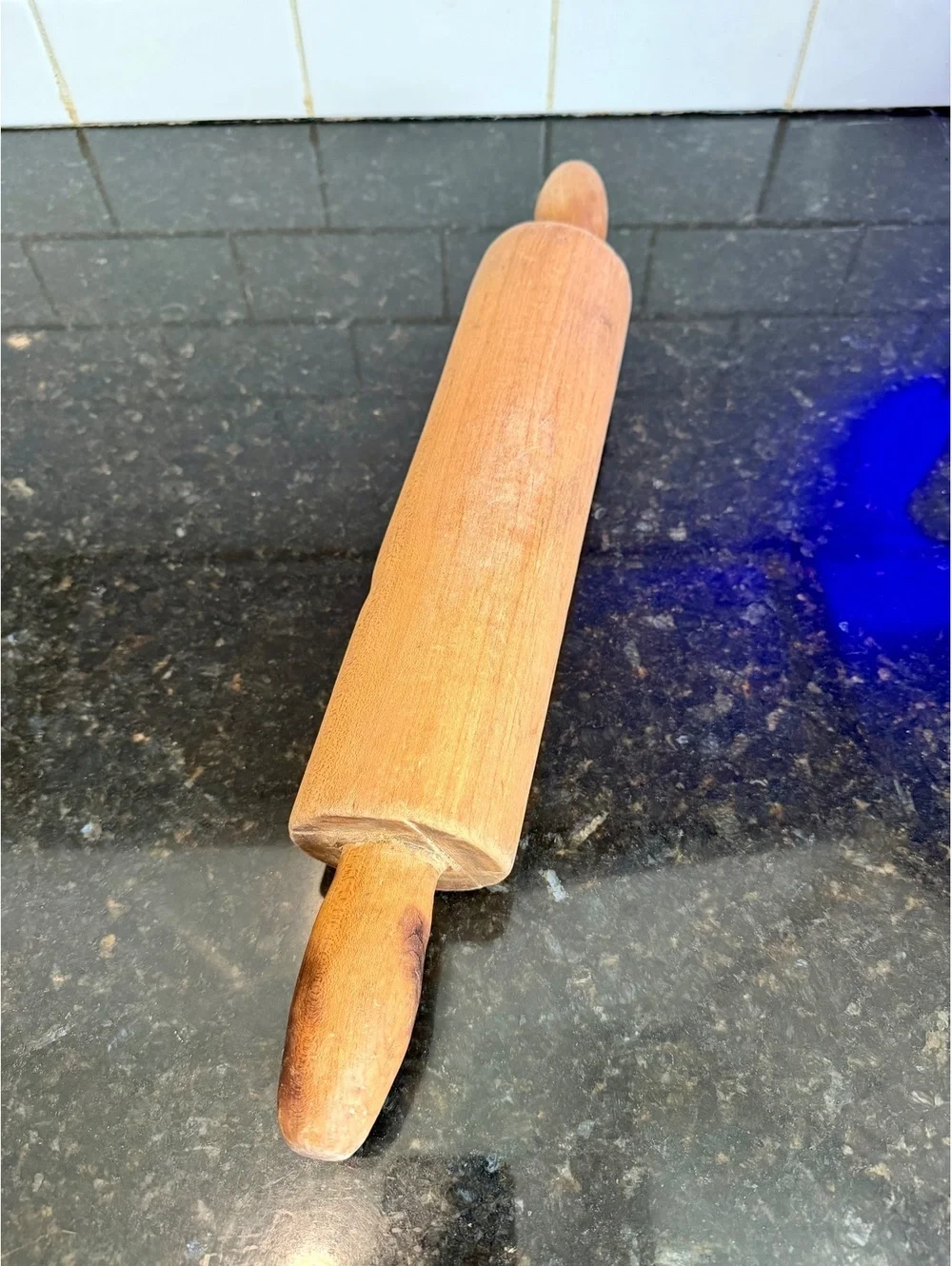 Vintage Wooden Rolling Pin Double Handle Farmhouse Kitchen Baking Decor